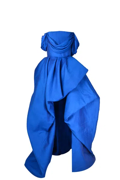 Raisa Vanessa Off-shoulder Dress In Blue