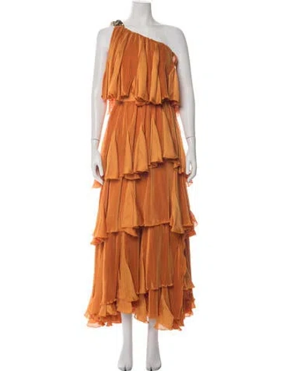 Pre-owned Raisa Vanessa One-shoulder Long Dress In Orange