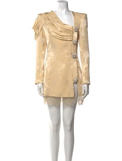 Pre-owned Raisa Vanessa One-shoulder Mini Dress In Neutral