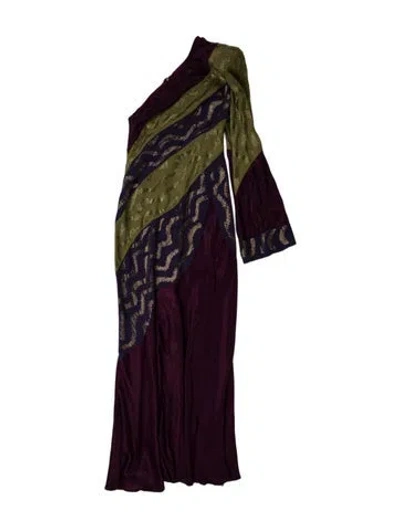 Pre-owned Raisa Vanessa Paisley Print Long Dress In Purple