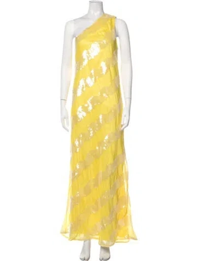 Pre-owned Raisa Vanessa Patterned Long Dress In Yellow