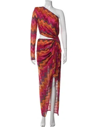 Pre-owned Raisa Vanessa Printed Long Dress In Multi
