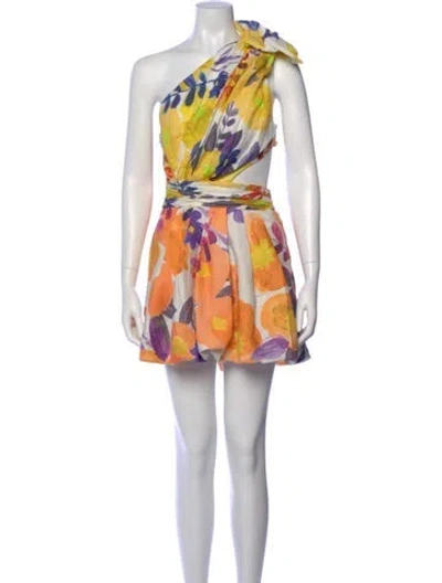 Pre-owned Raisa Vanessa Printed Mini Dress In White