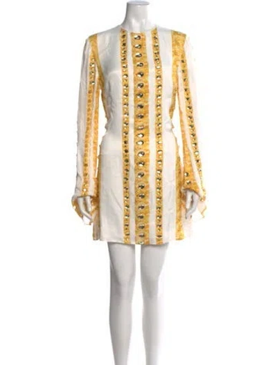 Pre-owned Raisa Vanessa Printed Mini Dress In Yellow