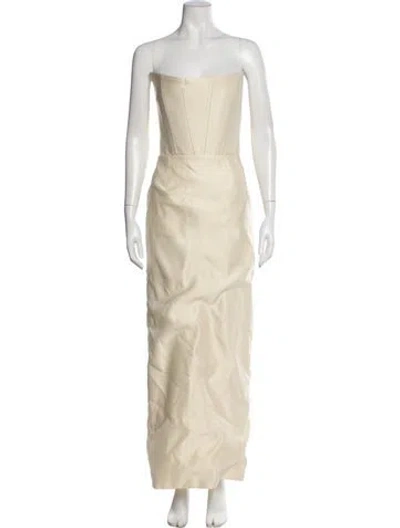 Pre-owned Raisa Vanessa Strapless Long Dress In Neutral