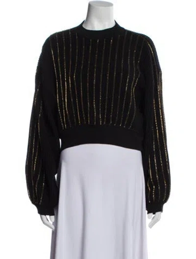 Pre-owned Raisa Vanessa Striped Crew Neck Crop Top In Blue