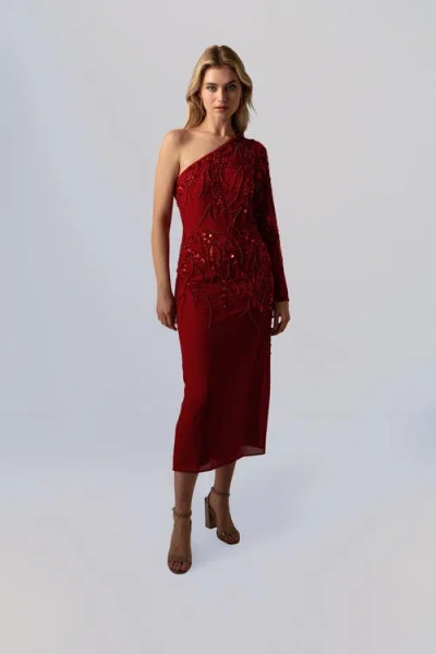 Raishma Elara Red Dress In Burgundy