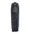 Raishma Embellished Marcia Cape Gown In Gray