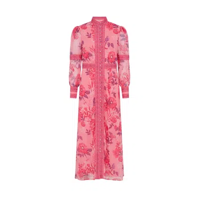 Raishma Women's Aspen Pink Chiffon Maxi Shirt Summer Dress