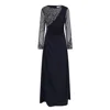 Raishma Women's Blue Cyra A Beautifully Cut Navy Floor Length Gown With Elegant Stone Work On The Sleeves &  In Blue