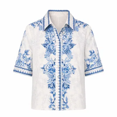 Raishma Women's Blue Ethel Shirt In White