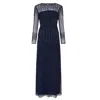 Raishma Women's Blue Navy Laurel Featuring Sheer Long Sleeves & Delicate Vertical Lines Of Embroidery In Key In Blue