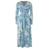 Raishma Aaliyah Blue Cotton Dress In Blue/white