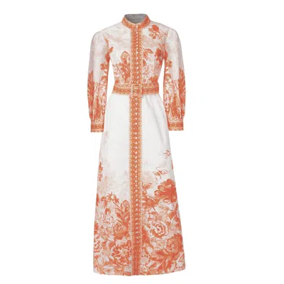 Raishma Women's Orange Cora Printed Dress