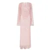 Raishma Women's Orange Selena Pink & Blush Cape & Is Exquisitely Detailed With Beading Throughout Gown In Orange