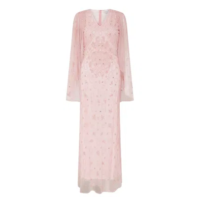 Raishma Women's Pink / Purple Selena Pink & Blush Cape & Is Exquisitely Detailed With Beading Throughout Gow In Pink/purple