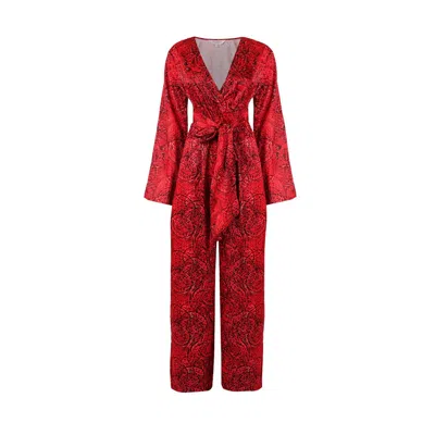 Raishma Women's Red Blake Burgundy  Jumpsuit