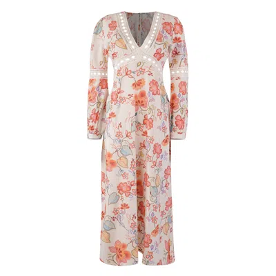 Raishma Women's White Evelyn Floral Midi Dress