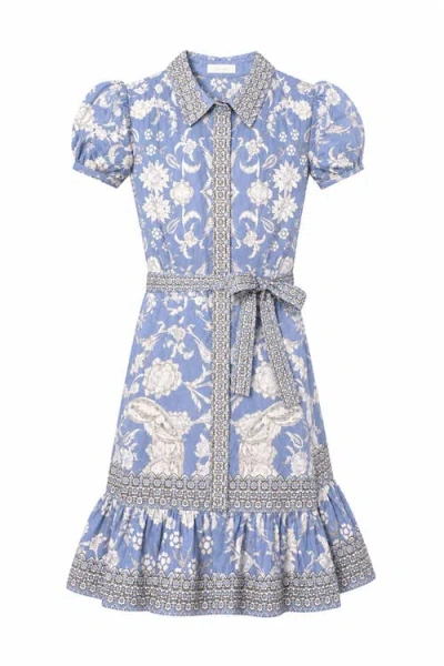 Raishma Kids Rosey Blue Dress In Animal Print