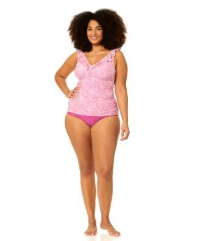 Raisins Curve Plus Size Andressa V Neck Swim Tankini Top Bottoms In Multi