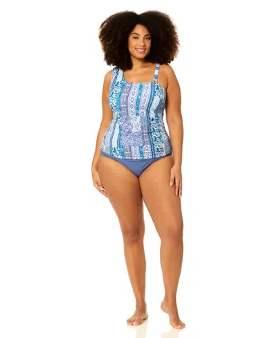 Raisins Curve Plus Size Asha Tankini Top In Blue