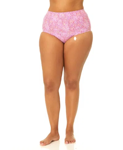 Raisins Curve Plus Size Island High-waist Printed Swim Bottoms In Pink