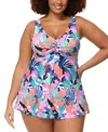 Raisins Curve Lucia V-neck Swimdress In White Multi