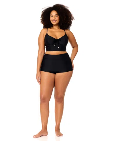 Raisins Curve Plus Size Patrice Trendy Underwired Swim Bra Top In Black