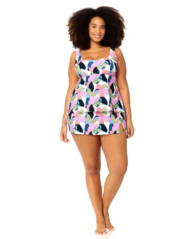 Raisins Curve Plus Size Straya Square Neck Tankini Top In Multi