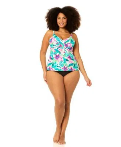 Raisins Curve Plus Size Underwire Aries Floral Print Swim Tankini Top Bottoms In Multi