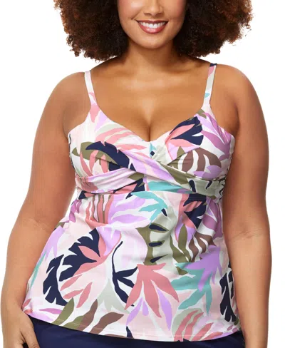Raisins Curve Trendy Plus Size Aries Tankini Top In Multi