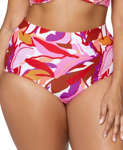 Raisins Curve Trendy Plus Size Island Tummy-control Bikini Bottoms In Pink