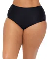 Raisins Curve Trendy Plus Size Keiora Tummy-control Bikini Bottoms In Black