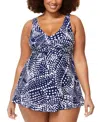 Raisins Curve Trendy Plus Size Lucia Swim Dress In Multi