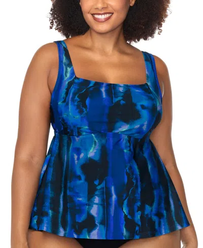 Raisins Curve Trendy Plus Size Straya Printed Underwire Tankini Top In Multi