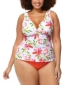 Raisins Curve Trendy Plus Size Tanzania Tankini Top Costa Bikini Bottoms In White