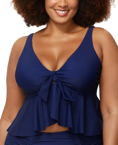 Raisins Curve Trendy Plus Size Topanga Ruffle-trim Bikini Top