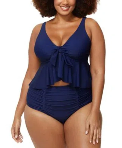 Raisins Curve Trendy Plus Size Topanga Ruffle Trim Bikini Top Costa Bikini Bottoms