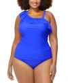 Raisins Curve Trendy Plus Size Ysabel Tankini Top Bottoms In Blue