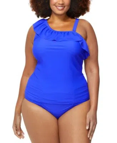 Raisins Curve Trendy Plus Size Ysabel Tankini Top Bottoms In Blue