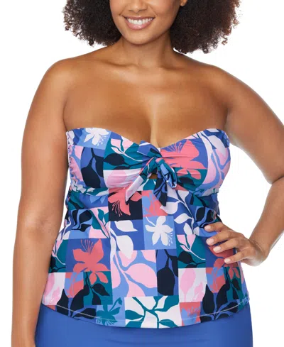 Raisins Curve Trendy Plus Zanzibar Printed Tankini In Slate Multi