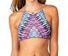 Raisins High Neck Bikini Top In Stolen Heart Lattice Cocoa In Multi
