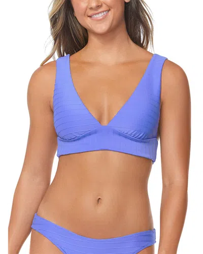 Raisins Juniors Island V Neck Bikini Top Lowrider Bikini Bottoms In Blue