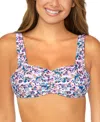 Raisins Juniors' Beachy Printed Bralette Bikini Top In White Multi