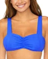 Raisins Juniors' Beachy Ribbed Bralette Bikini Top In Blue