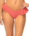 Raisins Juniors Cannes Ruffled Bikini Top Cabo Bottoms In Coral