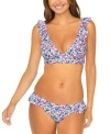 Raisins Juniors Cannes Ruffle Bikini Top Bottoms In White