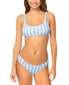 Raisins Juniors Golden Bralette Bikini Top Sunday Ruched Side Bikini Bottoms In Blue