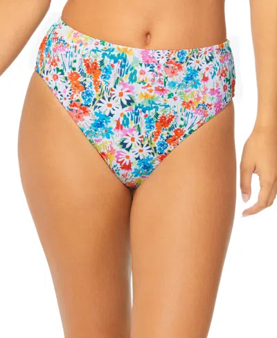 Raisins Juniors' Indo Floral-print High-waist Bikini Bottoms In Multi