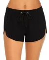 Raisins Juniors' Laguna Drawstring Side-slit Board Shorts In Black